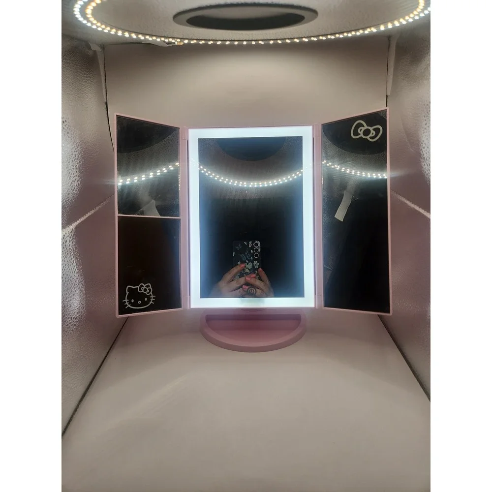 Hello Kitty Pink Impressions 2021 Tri-Fold LED Makeup Vanity Mirror Collectible